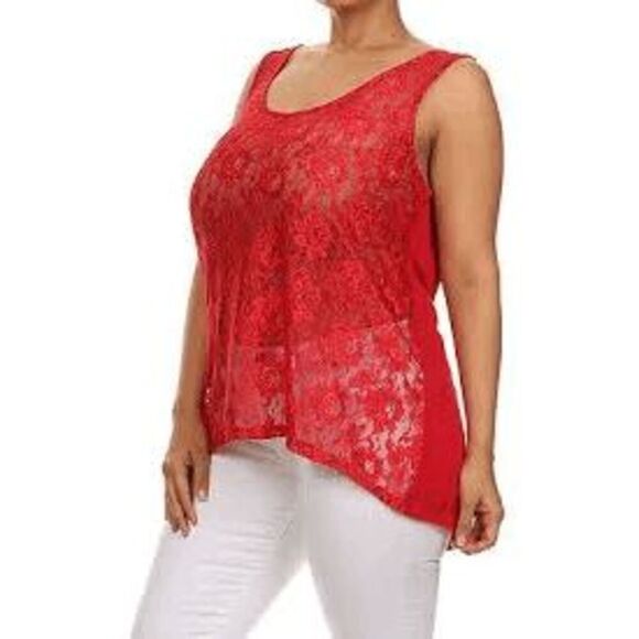 Torrid Red Lace Floral Romantic Sleeveless Women's 2XL - Picture 1 of 5